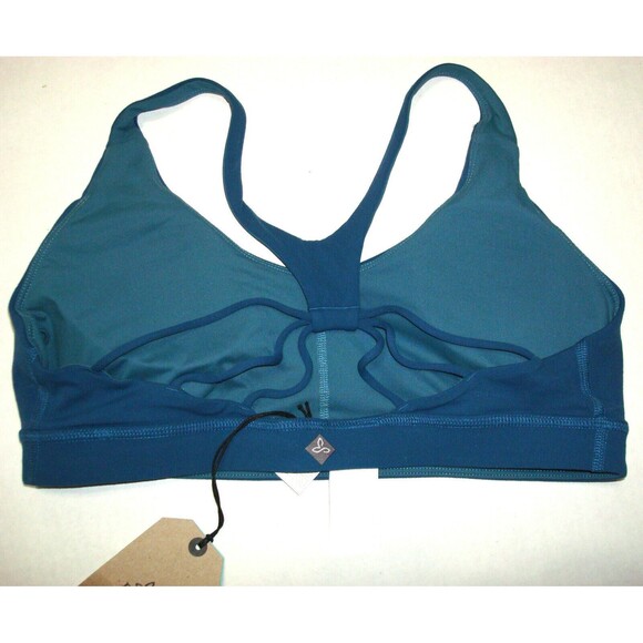NWT Womens PrAna Yoga Dark Aqua Strappy Top Bra New Momento L Blue Atlantic UPF - Picture 4 of 6